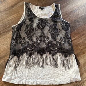 a.n.a. Lace Overlay Tank Top
